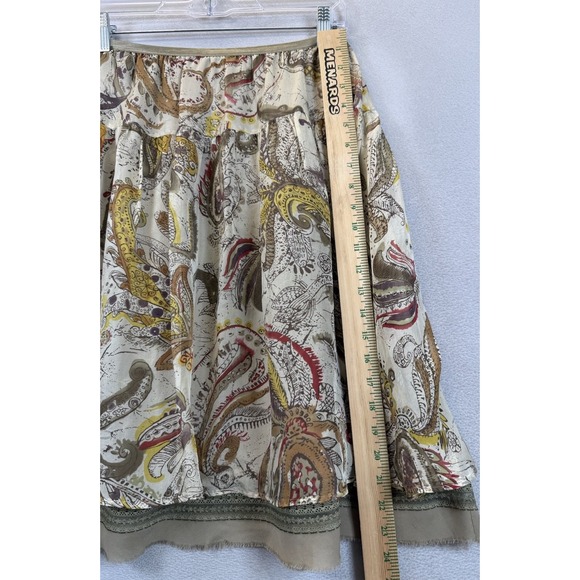 Votre Nom Women's Sz 8 Paisley Prints 100% Silk Lace‎ Hems Pull On Mini Skirt - Picture 5 of 7